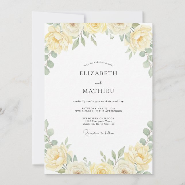 Invitation Mariage Fleur de Crème au Beurre (Devant)