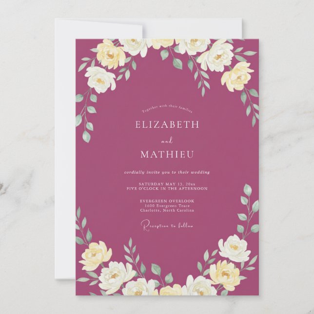 Invitation Mariage Fleur de Crème de Mûre (Devant)