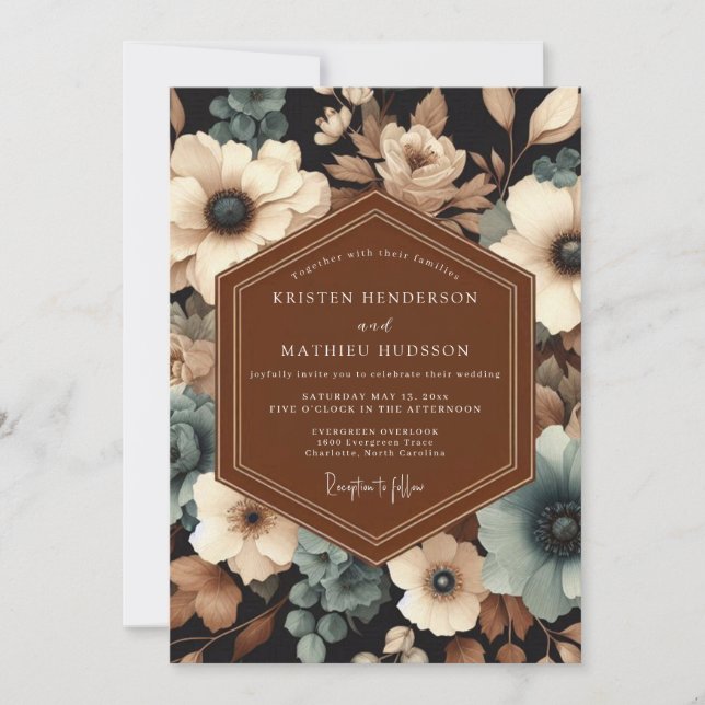 Invitation Mariage Fleur de Crépuscule en Terracotta (Devant)