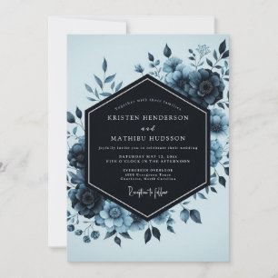 Invitation Mariage Fleur de Crépuscule Indigo