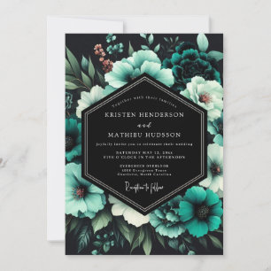 Invitation Mariage Fleur de Crépuscule Turquoise