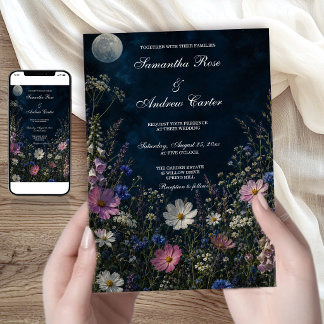 Invitation Mariage Fleur de digitale Jardin de Lune Sombre