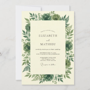 Invitation Mariage Fleur de Feuillage d'Olivier