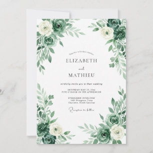 Invitation Mariage Fleur de Feuille d'Émeraude