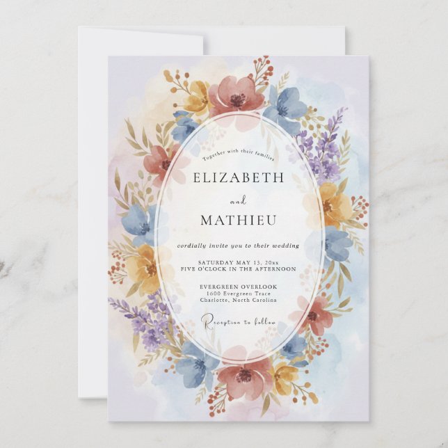 Invitation Mariage Fleur de Fleur d'Ambre Terracotta (Devant)