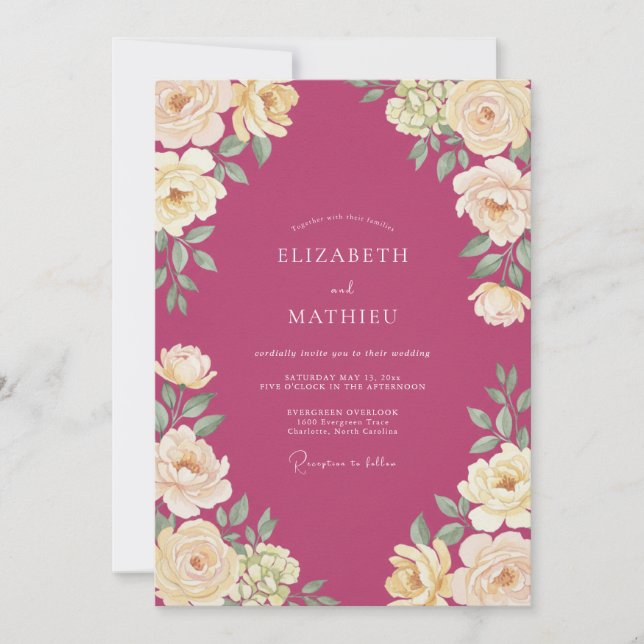 Invitation Mariage Fleur de Framboise (Devant)