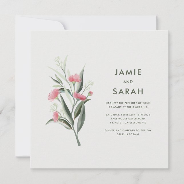 Invitation Mariage Fleur de Gomme Australienne Autochtone  (Devant)