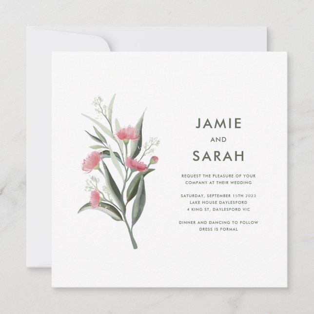 Invitation Mariage Fleur de Gomme Australienne Autochtone  (Devant)