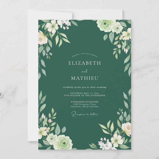 Invitation Mariage Fleur de la Forêt Peinte (Devant)
