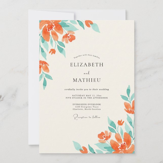 Invitation Mariage Fleur de la Mer de Corail (Devant)