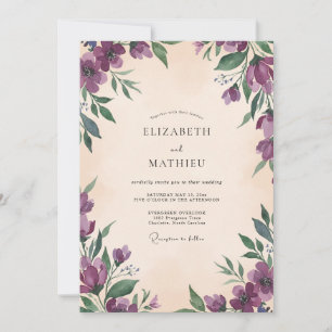 Invitation Mariage Fleur de la Passion Améthyste Romantique