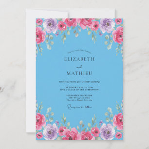 Invitation Mariage Fleur de la Passion Azur