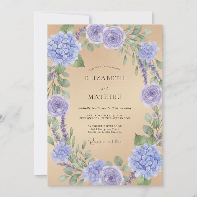 Invitation Mariage Fleur de Laurier Lavande (Devant)