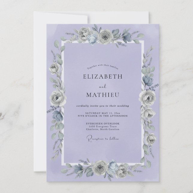 Invitation Mariage Fleur de Lavande (Devant)