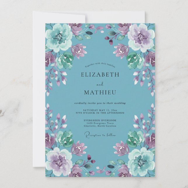 Invitation Mariage Fleur de Lavande Bleuet (Devant)