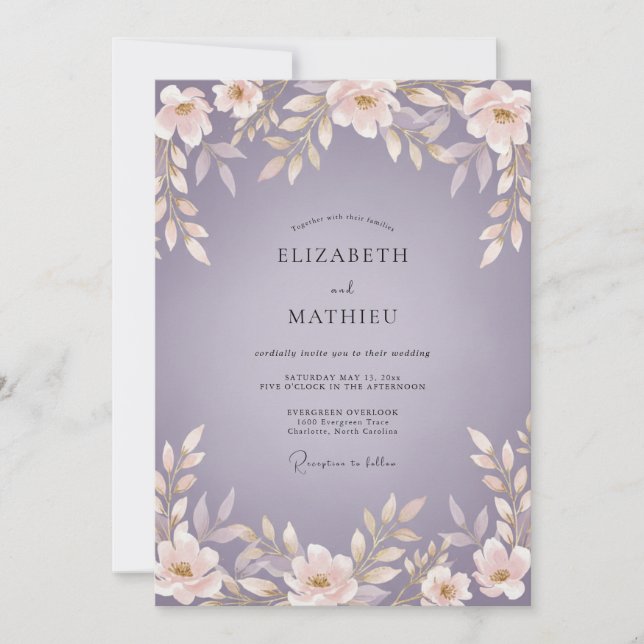Invitation Mariage Fleur de Lavande Douce (Devant)