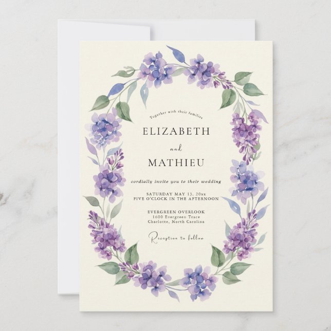 Invitation Mariage Fleur de Lavande Impressionniste (Devant)