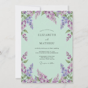 Invitation Mariage Fleur de Lavande Menthe