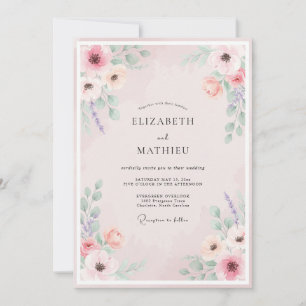 Invitation Mariage Fleur de Lavande Rose