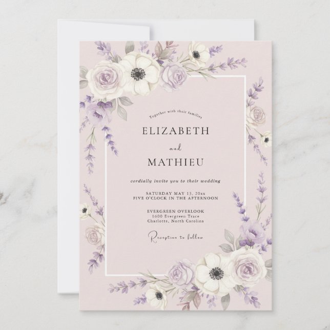 Invitation Mariage Fleur de Lavande Sérène (Devant)