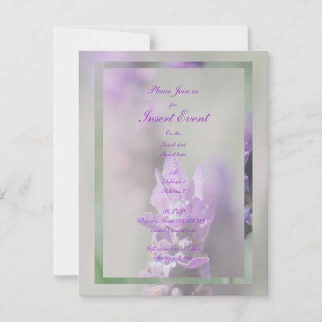 Invitation Mariage fleur de lavande violette | Personnaliser (Devant)
