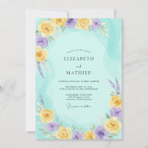Invitation Mariage Fleur de Lilac Jaune Aqua