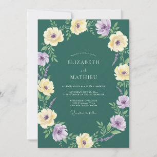 Invitation Mariage Fleur de Lilac Sombre de Teal