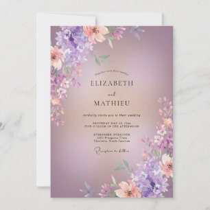 Invitation Mariage Fleur de Lilas Abricot Sauvage