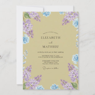 Invitation Mariage Fleur de Lilas Azur Beurre