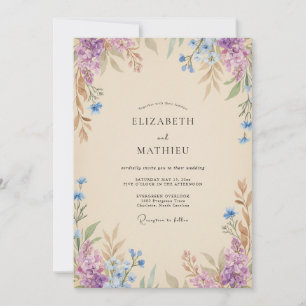 Invitation Mariage Fleur de Lilas Champagne