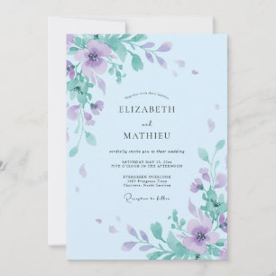 Invitation Mariage Fleur de Lilas Ciel
