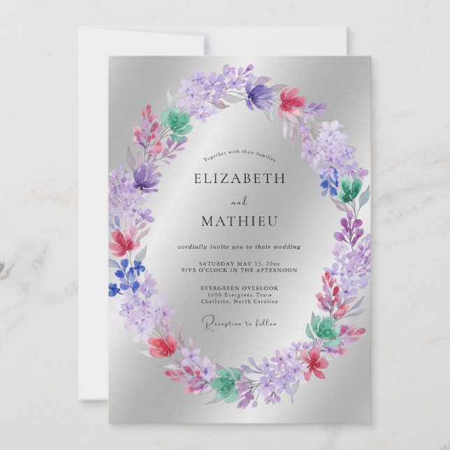 Invitation Mariage Fleur de Lilas Douce (Devant)