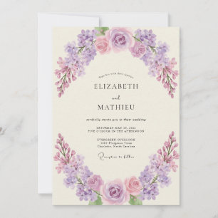 Invitation Mariage Fleur de Lilas Lavande Eucalyptus