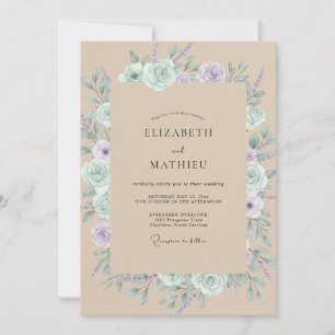 Invitation Mariage Fleur de Lilas Menthe