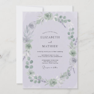 Invitation Mariage Fleur de Lilas Pâle Poussiéreux