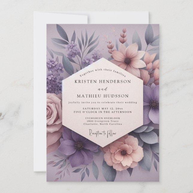 Invitation Mariage Fleur de Lilas Rêveur (Devant)