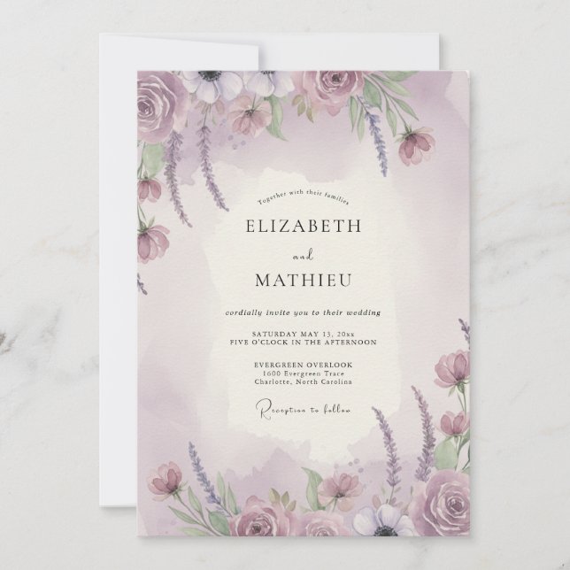 Invitation Mariage Fleur de Lilas Sauvage (Devant)