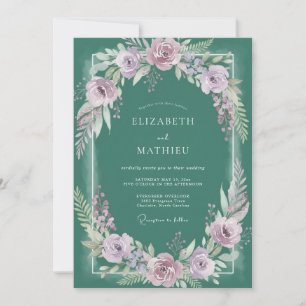 Invitation Mariage Fleur de Lilas Sombre de Teal