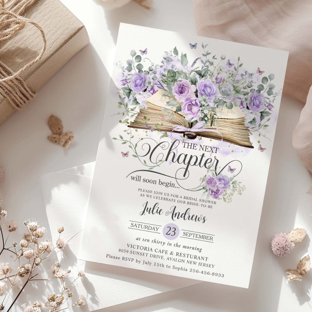 Invitation Mariage Fleur de Lilas Violet Livre Prochain Chapi (Créateur téléchargé)