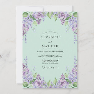 Invitation Mariage Fleur de Lilas Wisteria Menthe Douce