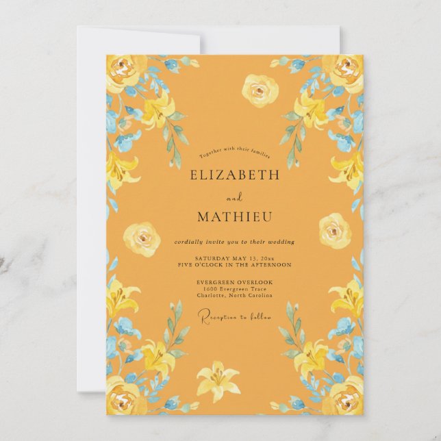 Invitation Mariage Fleur de Lys Azurée Marigold (Devant)