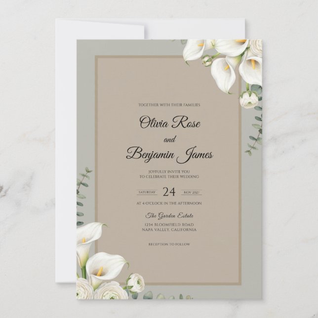 Invitation Mariage Fleur de Lys Blanc (Devant)