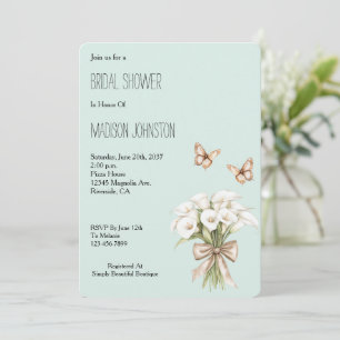 Invitation Mariage Fleur de Lys d'Appel Mint Papillons Shower