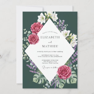 Invitation Mariage Fleur de Lys Monstera Bourgogne