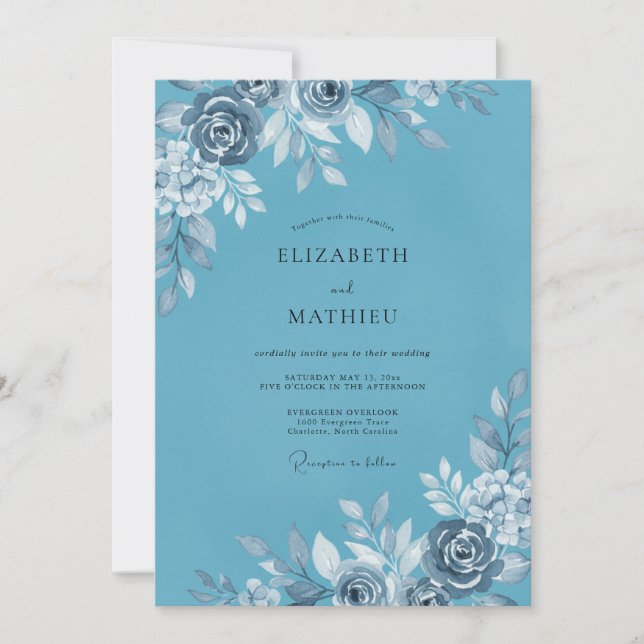 Invitation Mariage Fleur de Maïs Argent Rose (Devant)