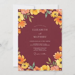 Invitation Mariage Fleur de Mariage à l'Ambre Rouge
