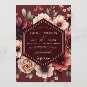Invitation Mariage Fleur de Mariage Bourgeonnant et Sombre