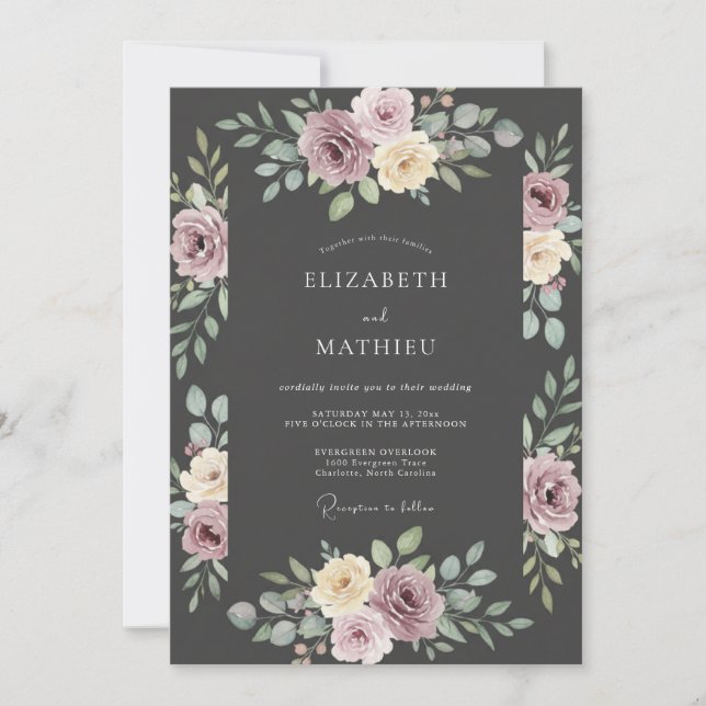 Invitation Mariage Fleur de Mauve (Devant)