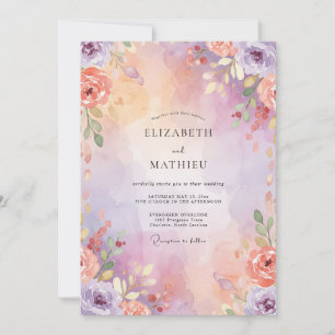Invitation Mariage Fleur de Mauve Corail