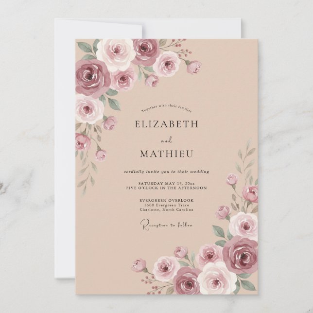 Invitation Mariage Fleur de Mauve en Fleur (Devant)